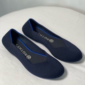 Rothy's The Flat Navy Knit Fabric Slip On Round Toe Ballet Flats Womens US 8.5